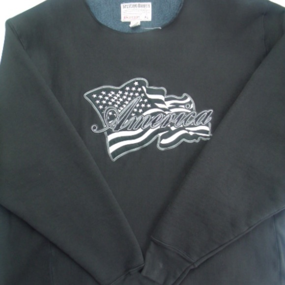 STEVE AND BARRY'S AMERICA Flag BLACK SWEATER XL - Picture 2 of 4